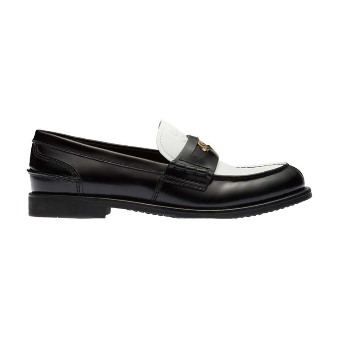 Miu Miu Coin Penny Loafers Black White