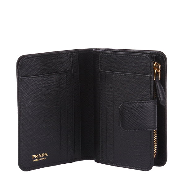 Saffiano triangle logo bi-fold wallet