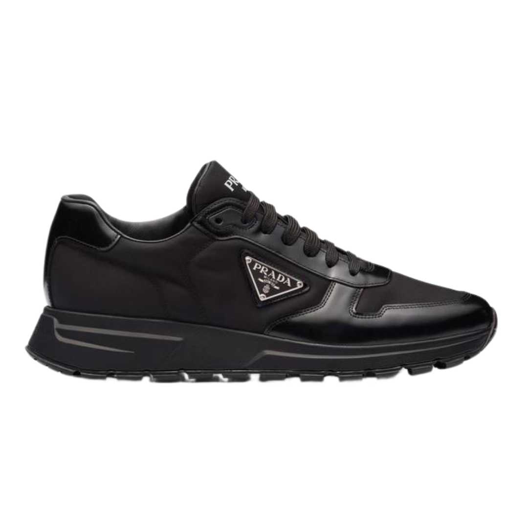 Re-nylon and brushed leather sneakers