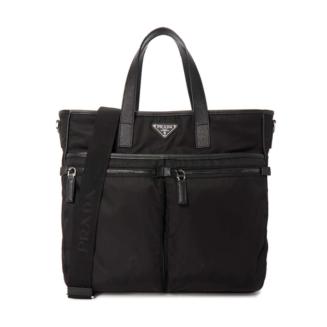 Re-Nylon and Saffiano leather tote