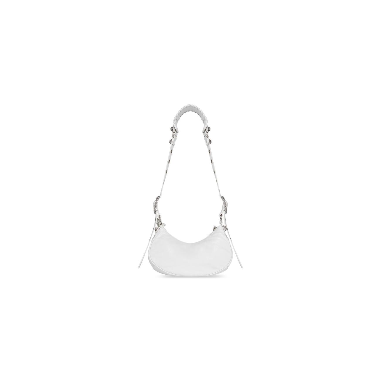 WOMEN'S LE CAGOLE SHOULDER BAG WITH RHINESTONES IN WHITE