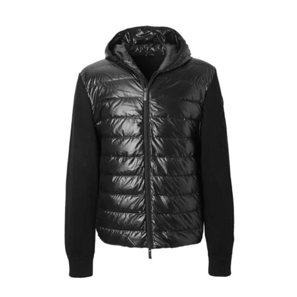 Panelled padded hooded jacket