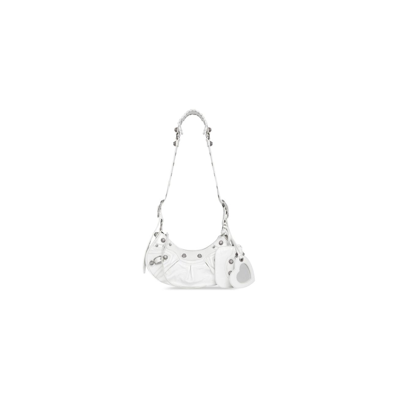WOMEN'S LE CAGOLE SHOULDER BAG WITH RHINESTONES IN WHITE