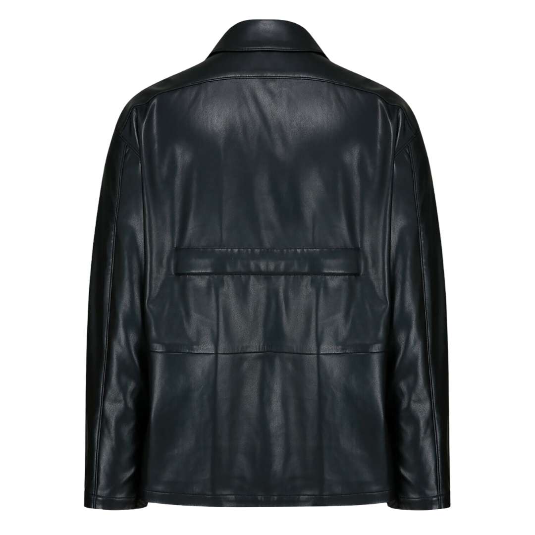 Tie Vegan Leather Blazer