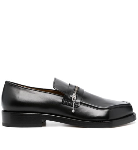 Asymmetric toe monster zipper loafers