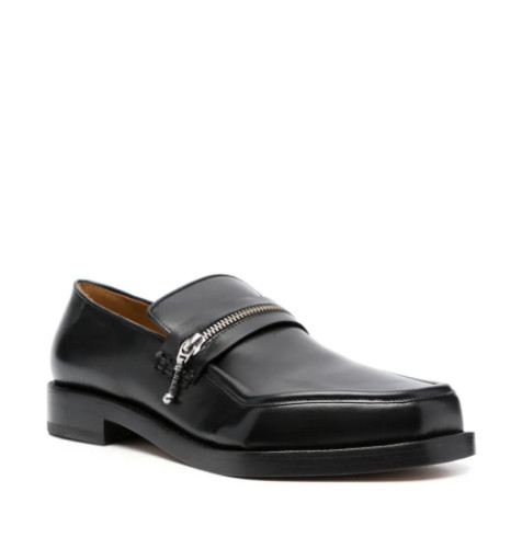 Asymmetric toe monster zipper loafers