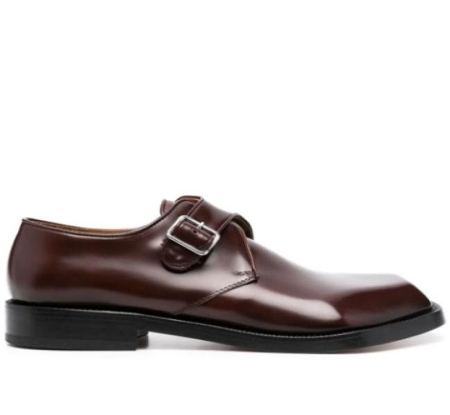 Asymmetric toe monk strap shoes