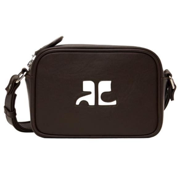 Logo leather camera shoulder bag