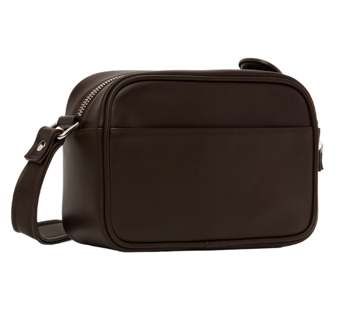 Logo leather camera shoulder bag