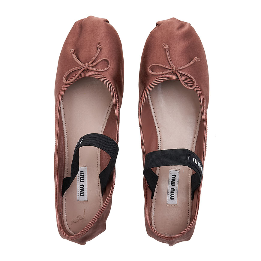 Miu Miu Satin Bow Ballerina Shoes 