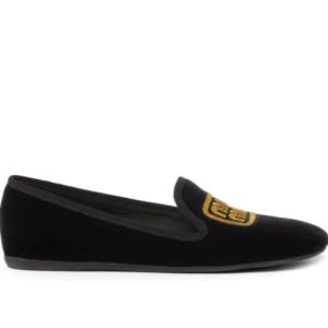 Lurex logo embroidered velvet loafers