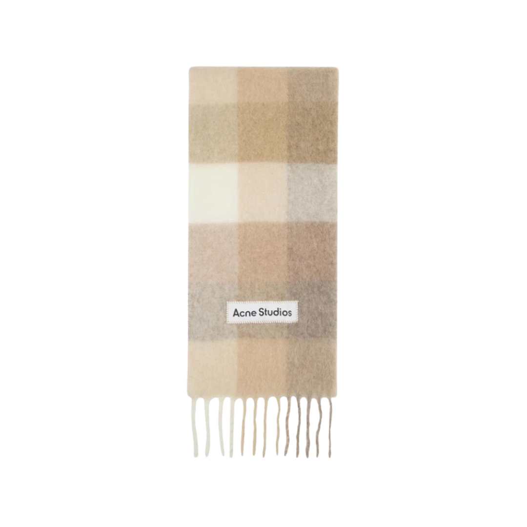 Acne Studios Mohair Check Scarf White Beige