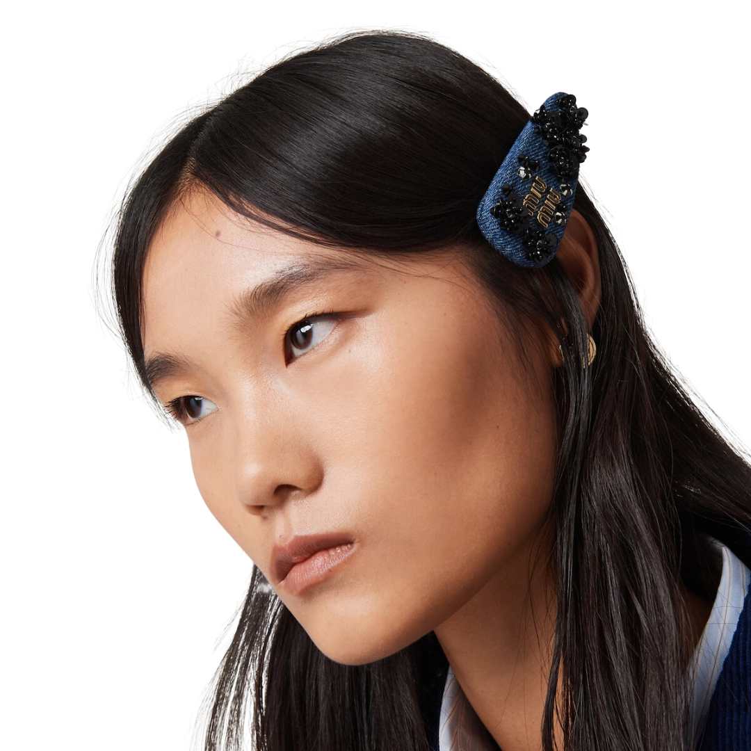 denim hair clips