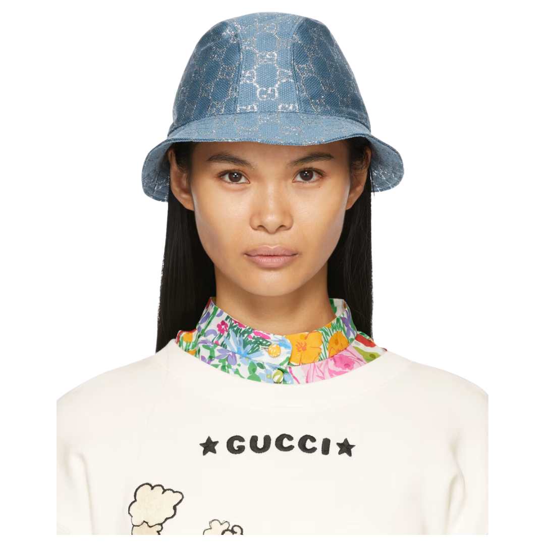 Blue Lamé GG Bucket Hat