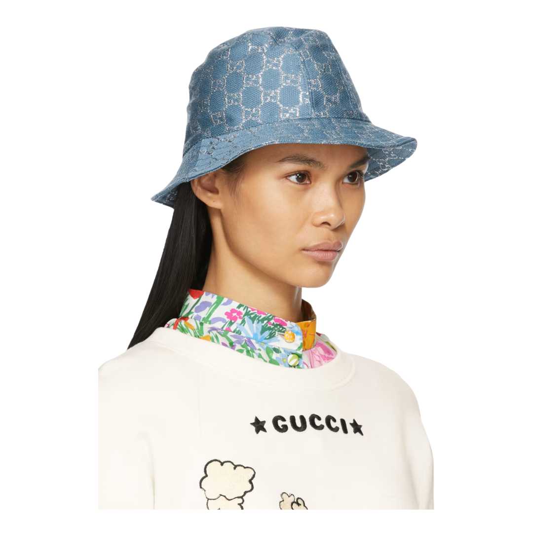 Blue Lamé GG Bucket Hat