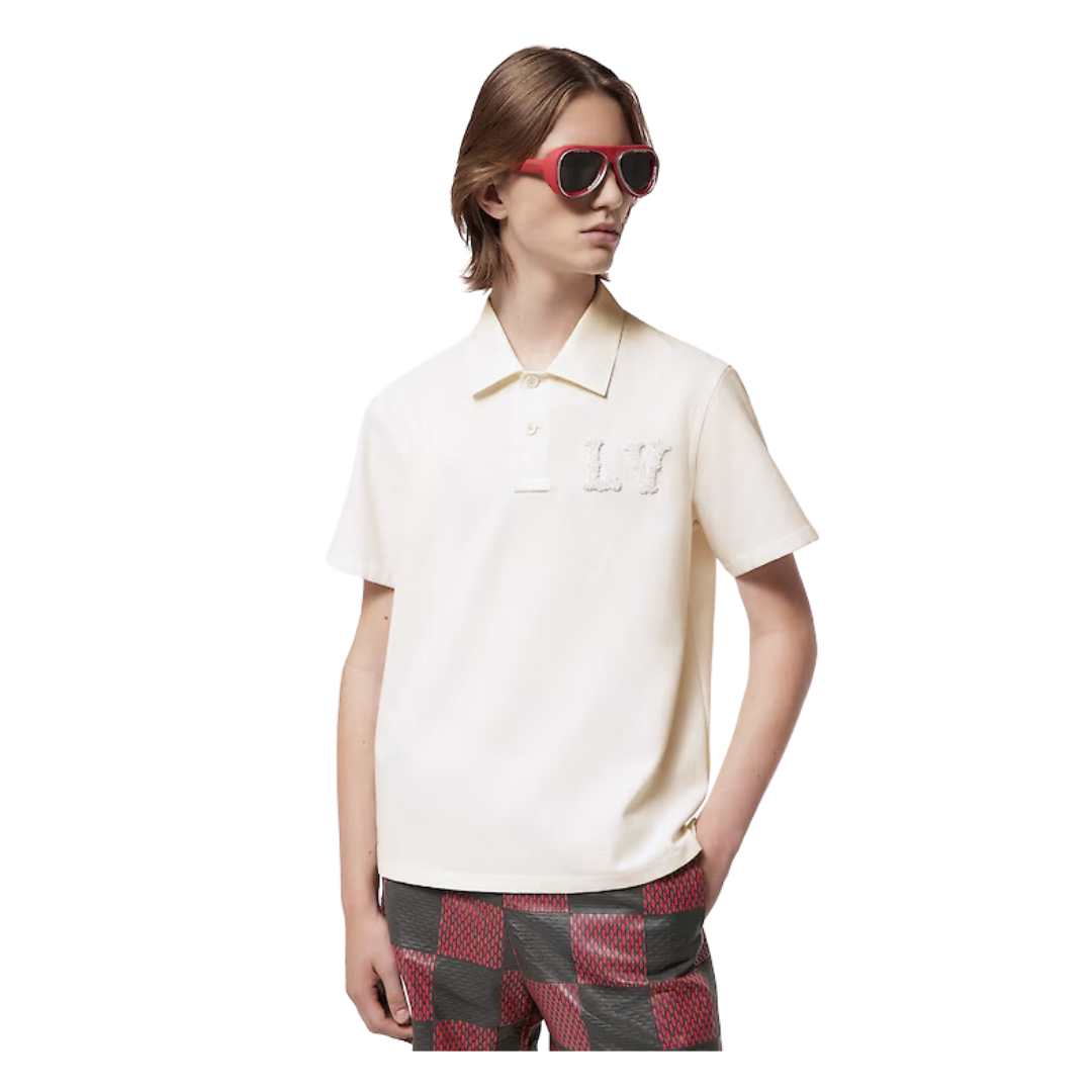 Poplin Polo With Embroidered Lv Patch