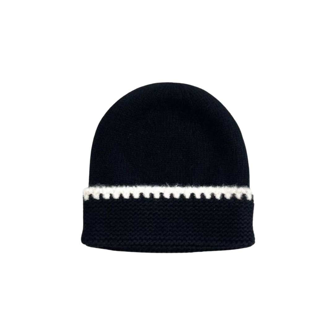 Chanel Beanie Cashmere & Black White