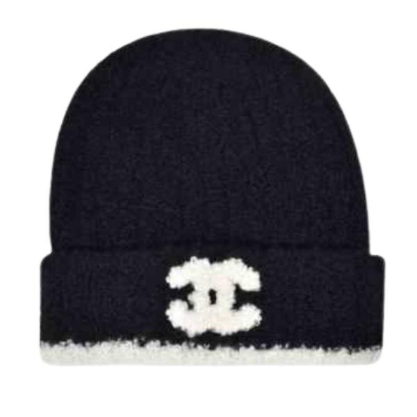 Chanel Beanie Cashmere & Black White