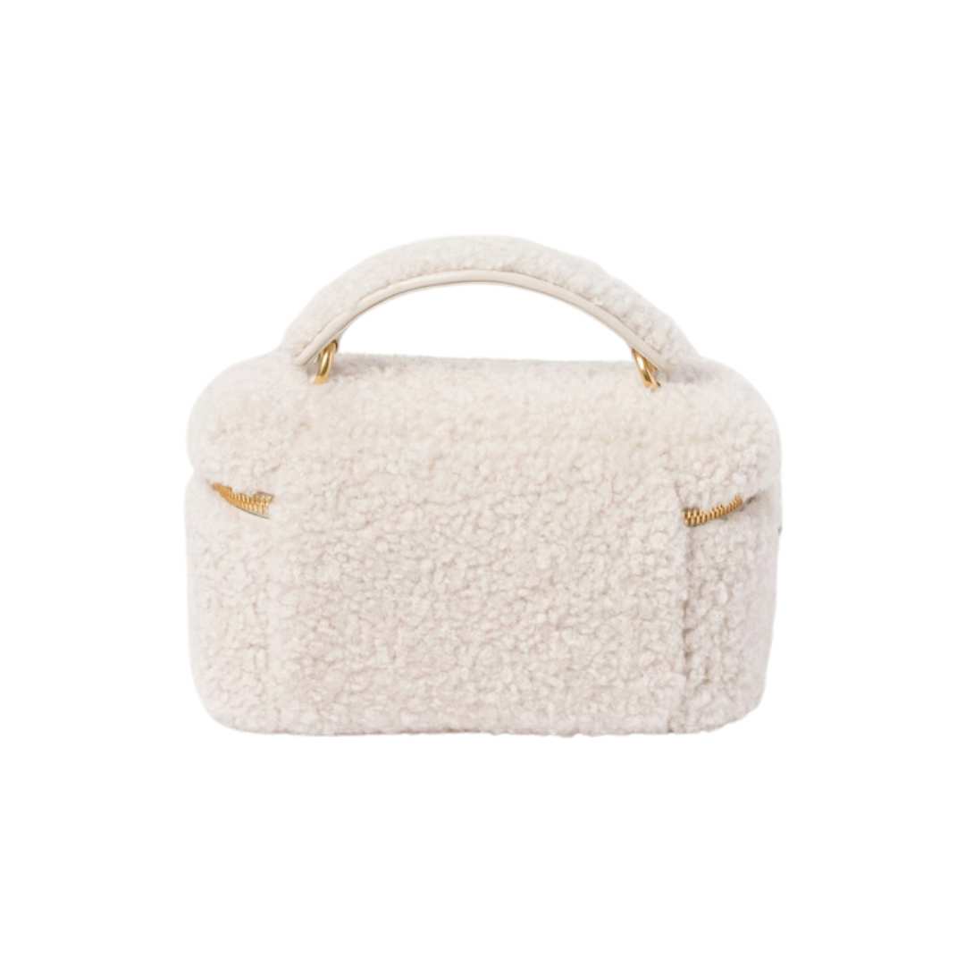 Leather detail shearling shoulder bag