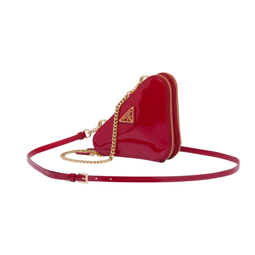 Triangle patent leather mini pouch