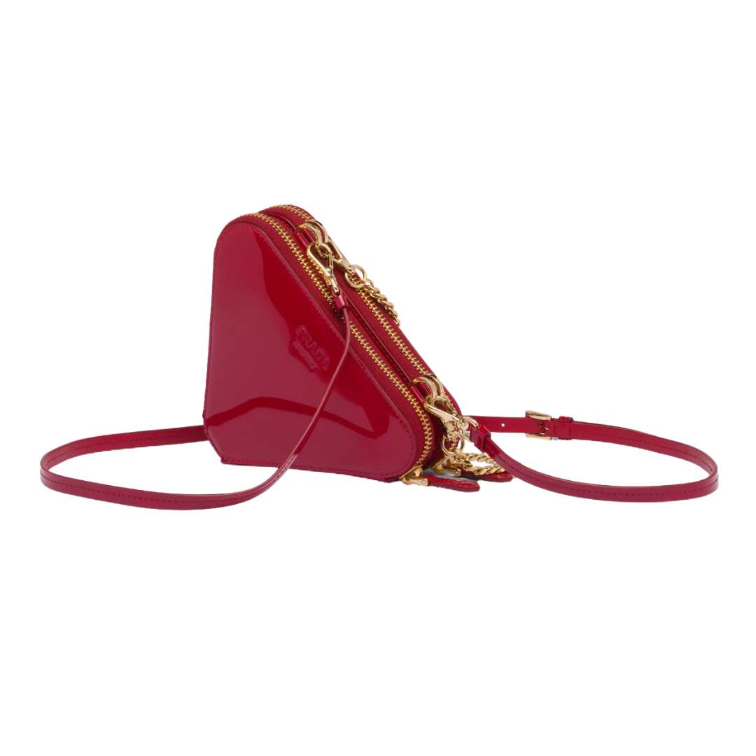 Triangle patent leather mini pouch