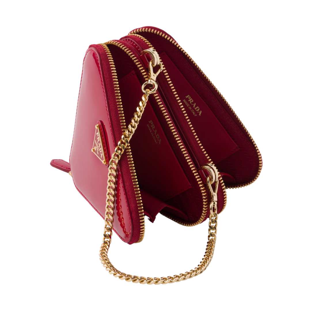 Triangle patent leather mini pouch