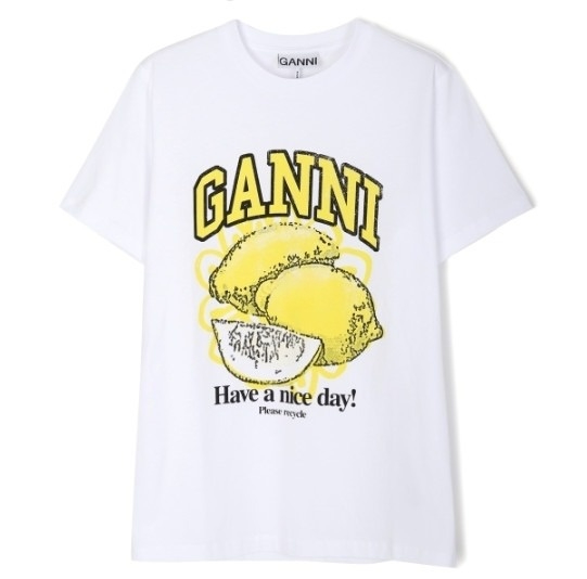 White relaxed lemon short sleeve t-shirt