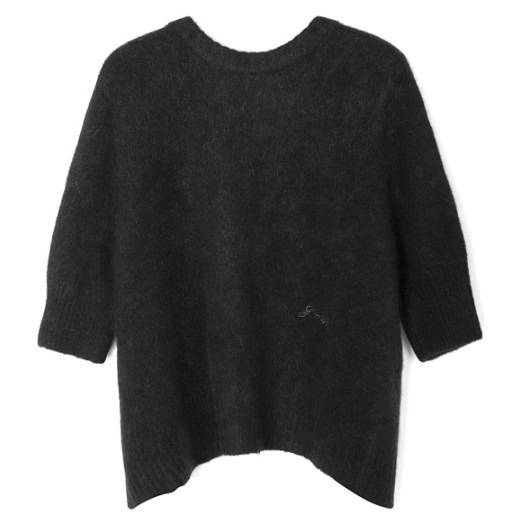 Black brushed alpaca open back top