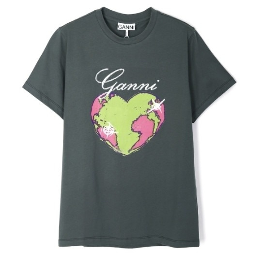 Gray relaxed heart short sleeve t-shirt