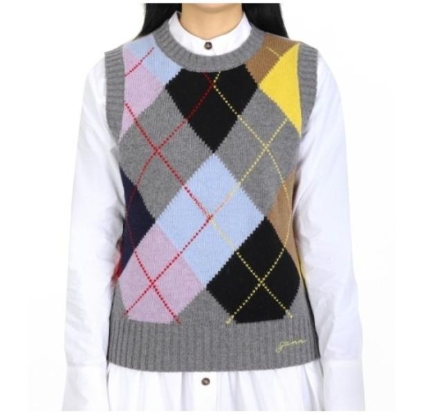 Harlequin wool mix knit vest