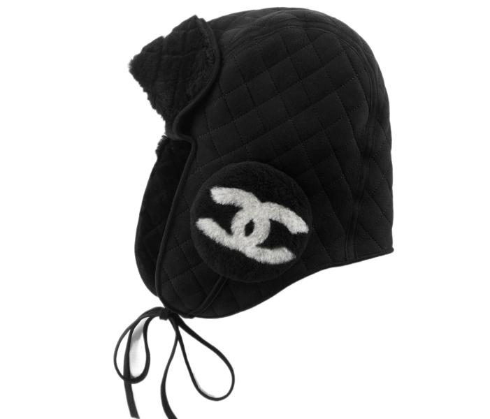 Chanel Hat Shearling Lambskin Black
