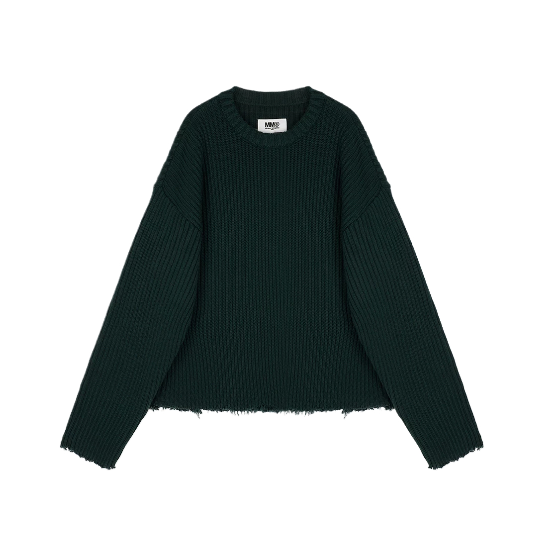 MM6 Distressed Knit Top Deep Green