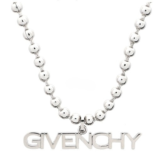 Silver tone logo necklace