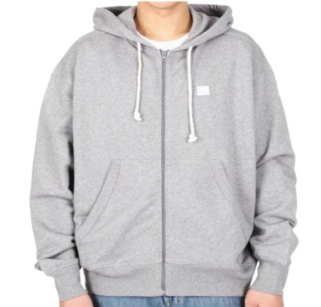 GREY HOODIE WITH LOGO PATCH