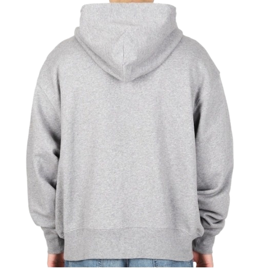 GREY HOODIE WITH LOGO PATCH