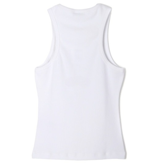 White graphic rib heart tank top