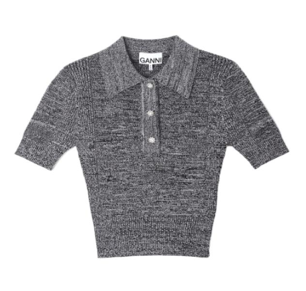 Gray Melange Rib Polo