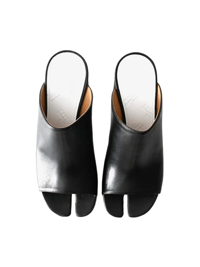 HANNAH LEATHER MULES BLACK