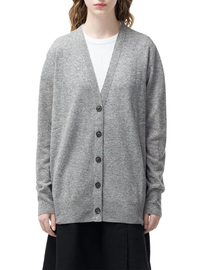 BACK STITCH CARDIGAN GRAY MELANGE