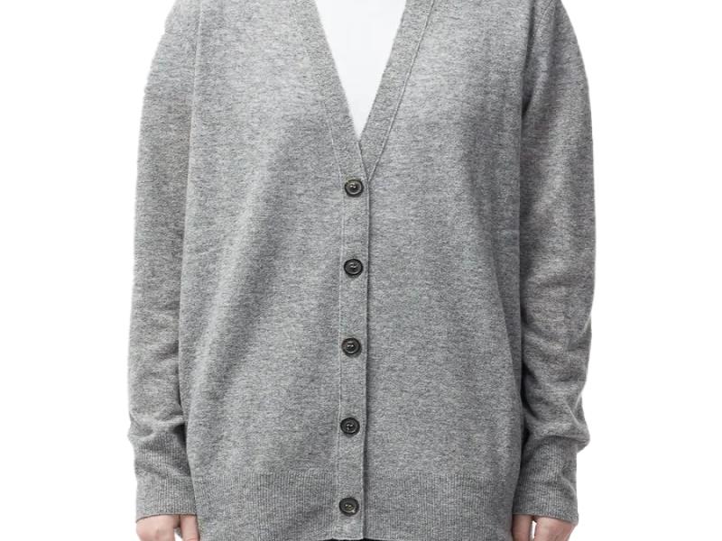 BACK STITCH CARDIGAN GRAY MELANGE