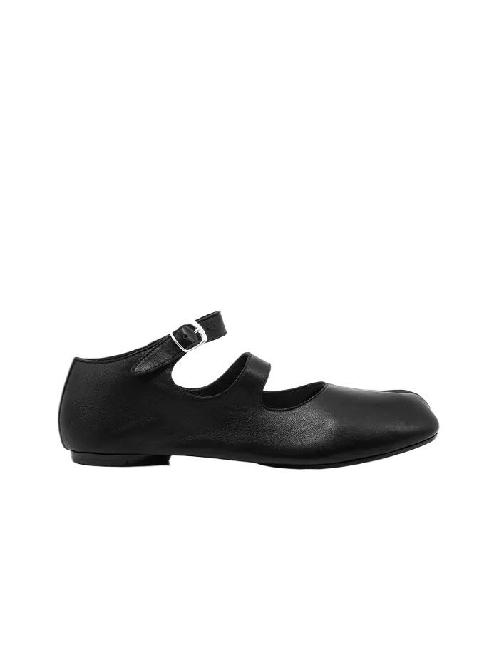 TABI DOUBLE STRAP BALLET SHOES BLACK