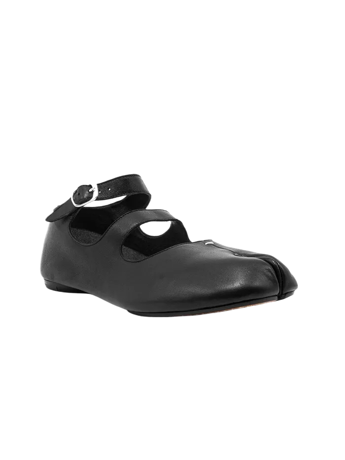 TABI DOUBLE STRAP BALLET SHOES BLACK