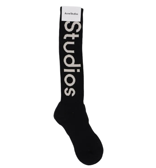 Ribbed Long Socks with Contrasting Logo