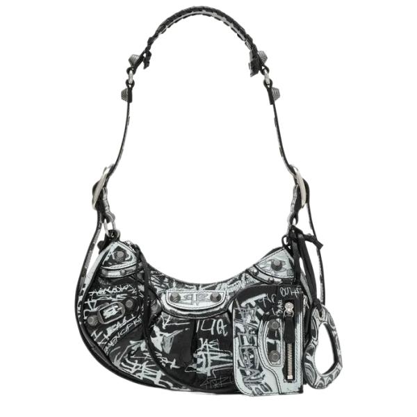 Black Le Cagole XS bag with graffiti