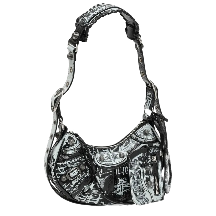 Black Le Cagole XS bag with graffiti