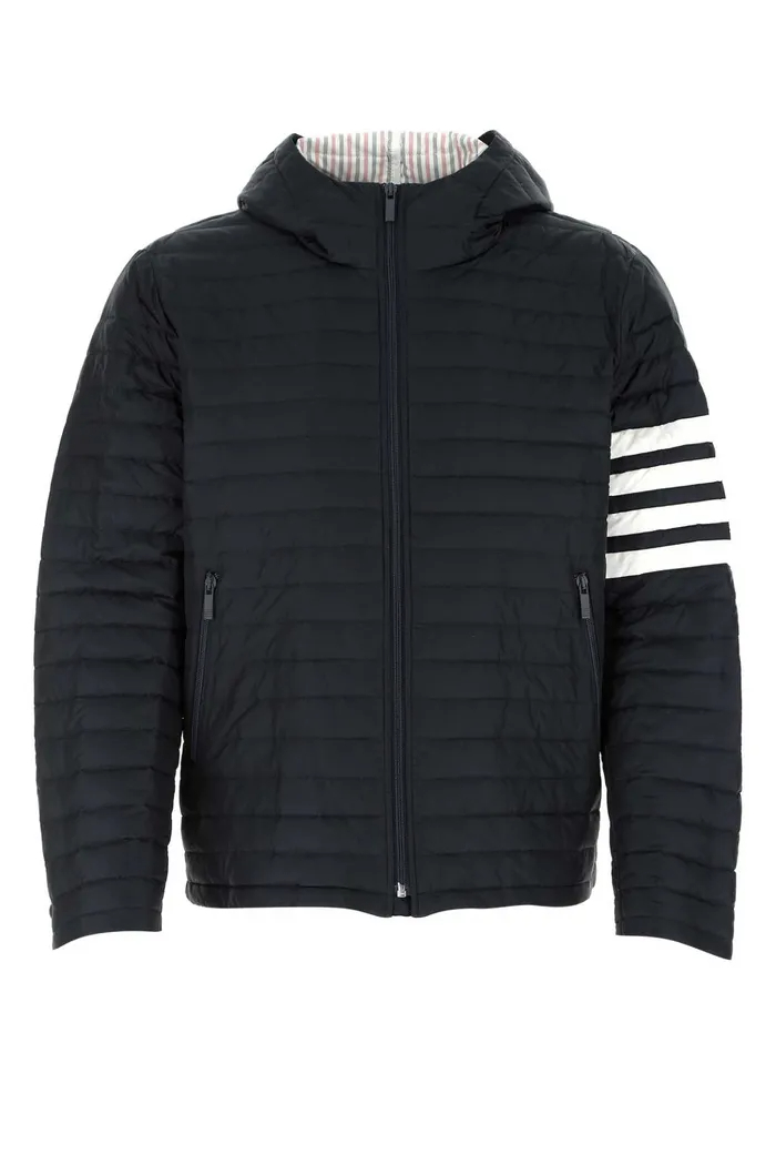 Navy blue nylon down jacket