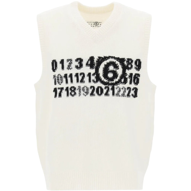 Vest with jacquard numeric logo