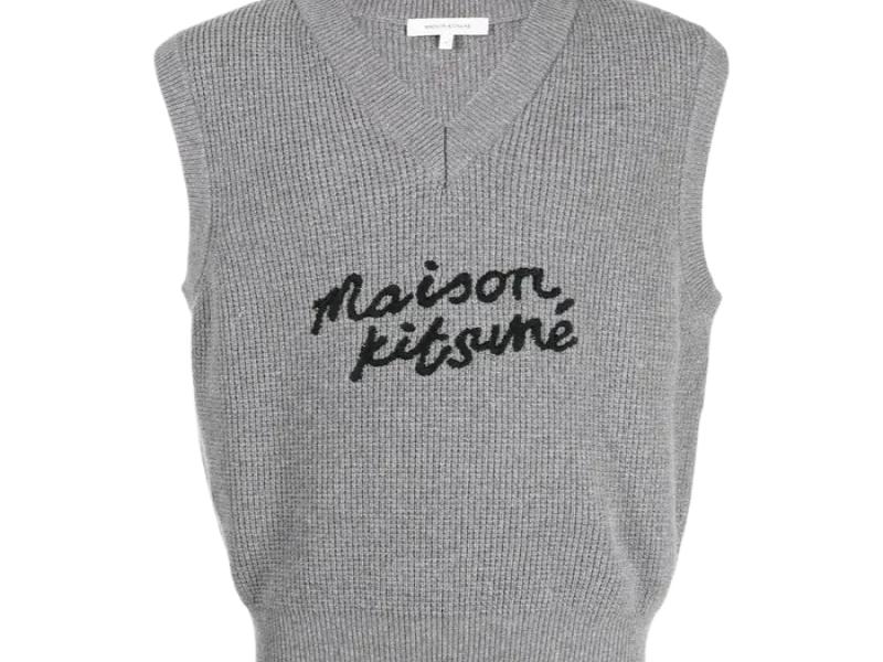  HANDWRITING OVERSIZE VEST DARK GRAY MELANGE