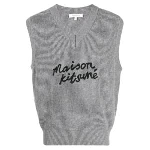  HANDWRITING OVERSIZE VEST DARK GRAY MELANGE