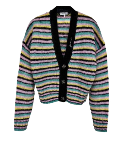 STRIPED MOHAIR CARDIGAN LAGOON